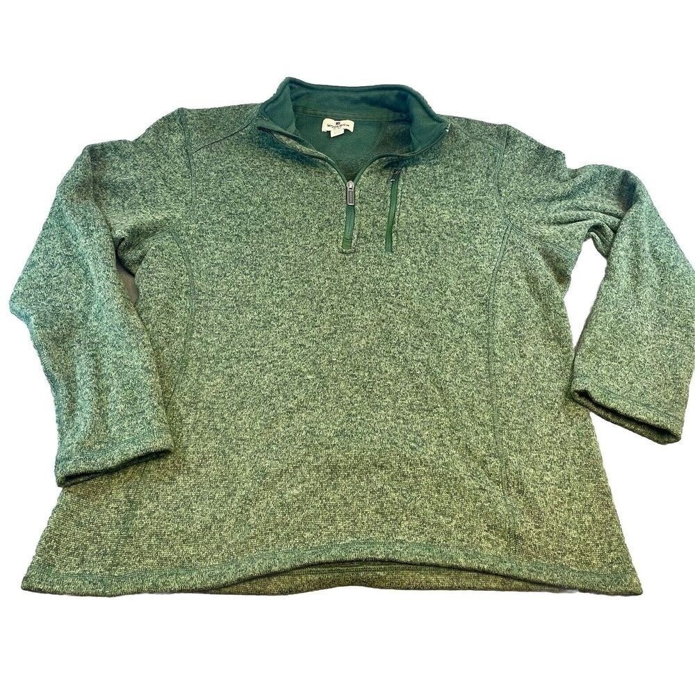 Woolrich Quarter Zip Pullover‎ Sweater Fleece Forest Green Heathered XL HMQ00385